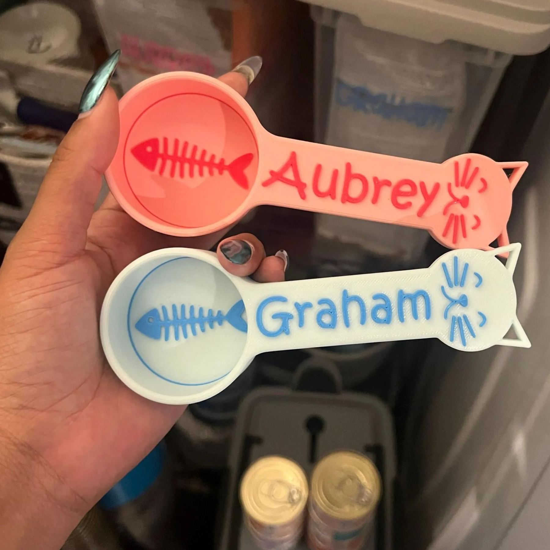 Personalized 3D Printed Fish Bone Cat Food Scoop | BKPet360