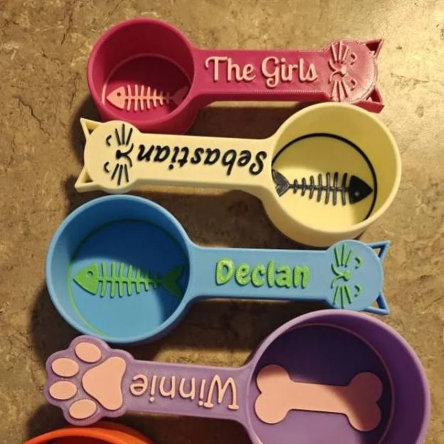 Personalized 3D Printed Fish Bone Cat Food Scoop | BKPet360