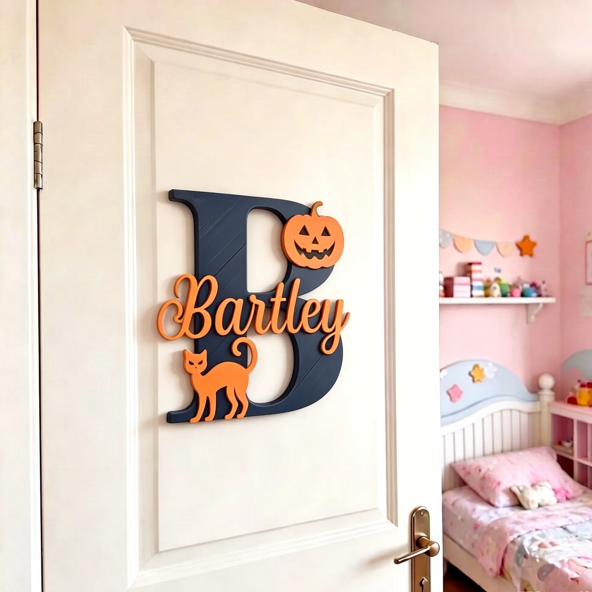 Personalized Halloween Monogram Door Decoration Name Sign | MNHalloween10