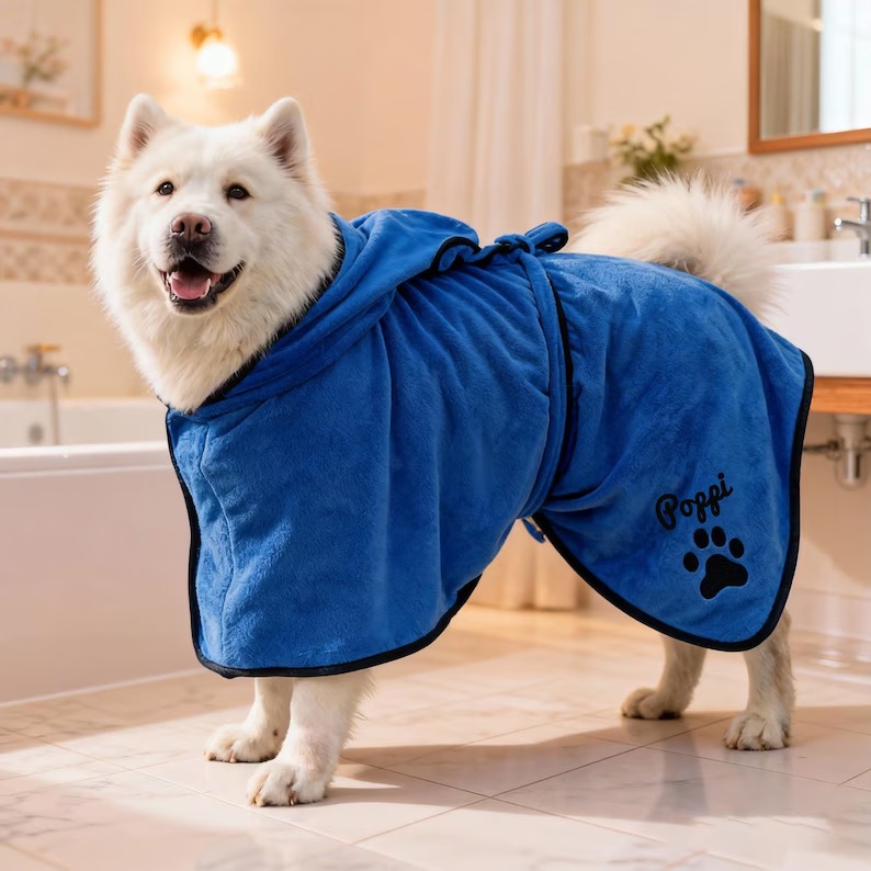Personalized Pet Embroidery Soft Bathrobe Towel | MNHome37