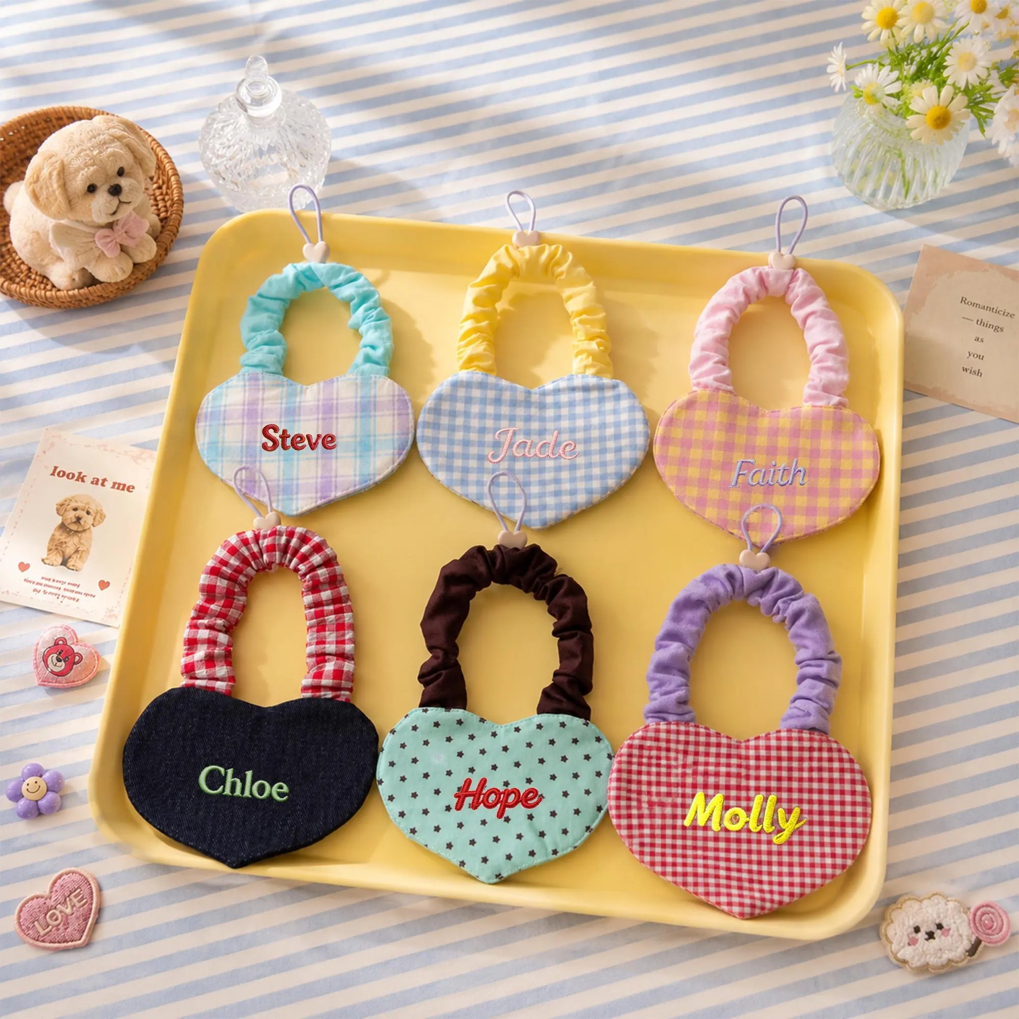 Personalized Embroidered Heart-Shaped Pet Bib Bandana | MNAccs102