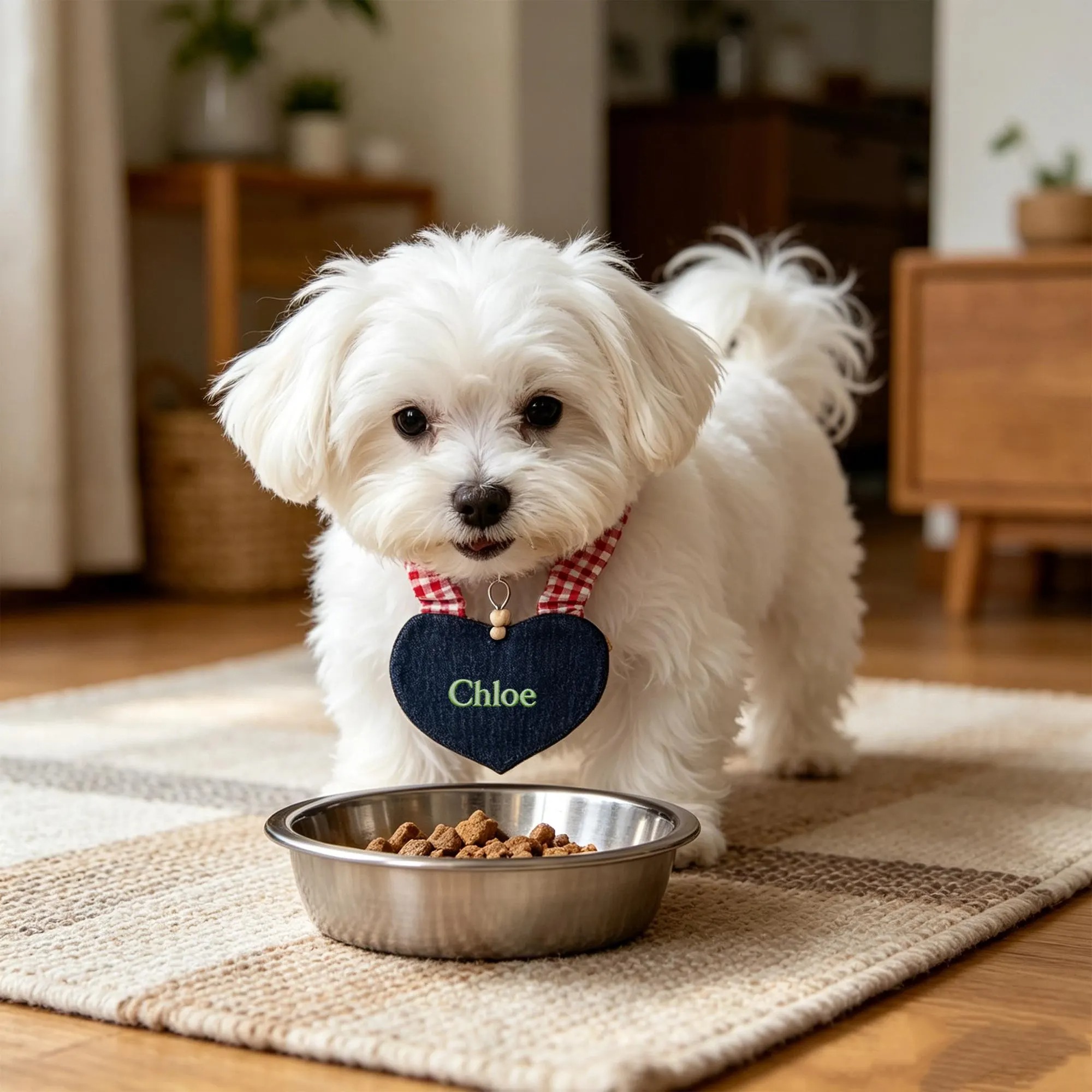 Personalized Embroidered Heart-Shaped Pet Bib Bandana | MNAccs102