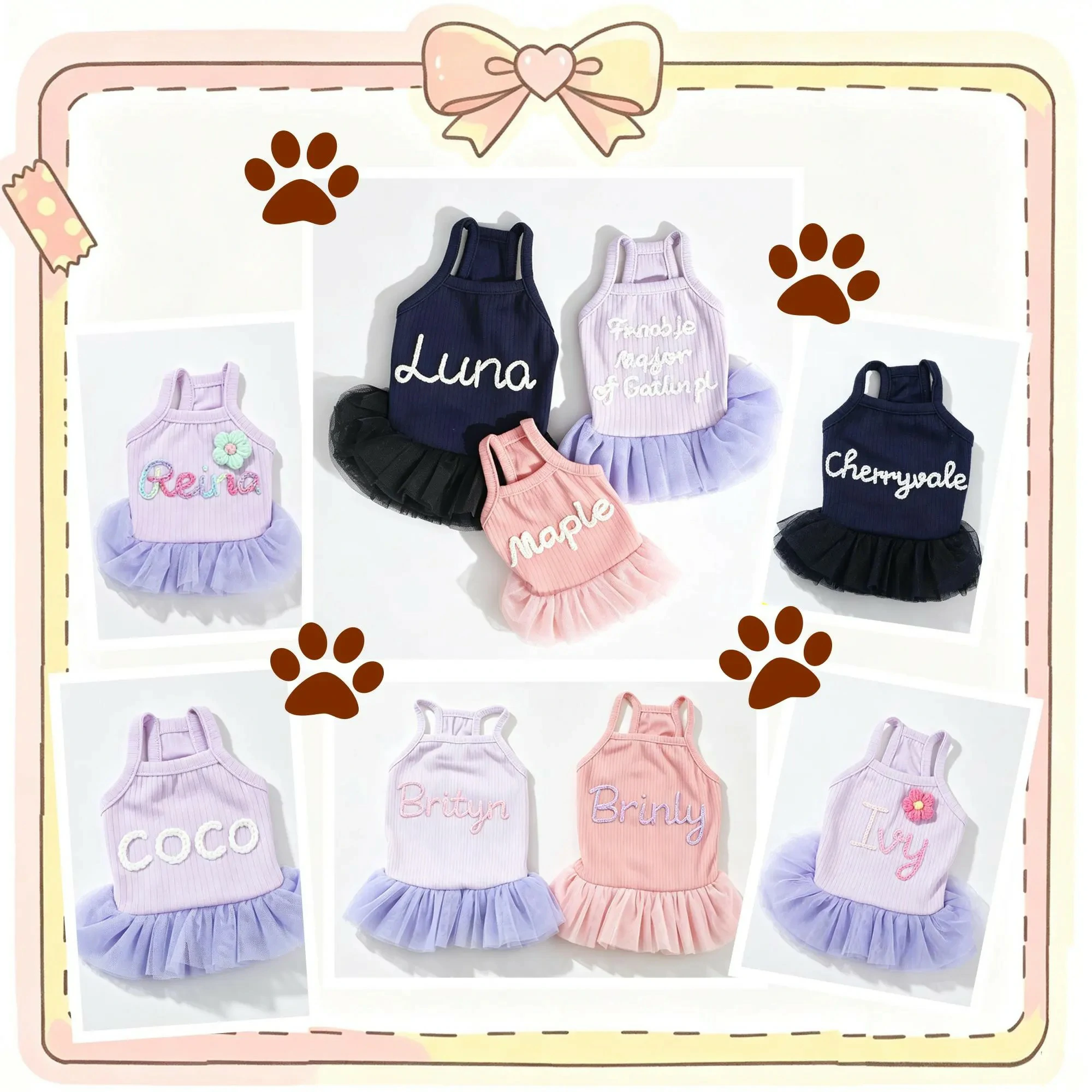 Personalized Embroidered Pet Tutu Dress | MNCloth245