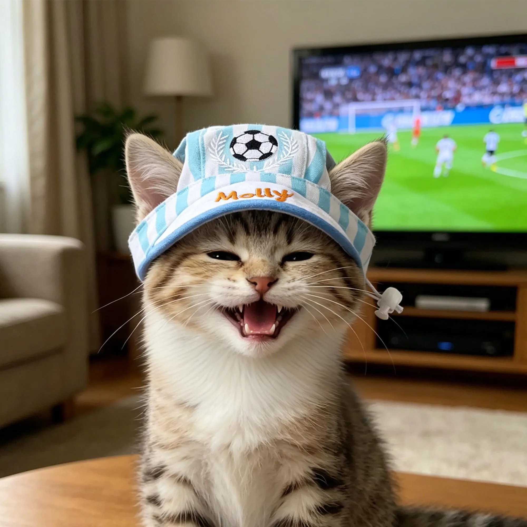 Personalized Embroidery Football Pet Hat with Ear Holes | MNAccs100