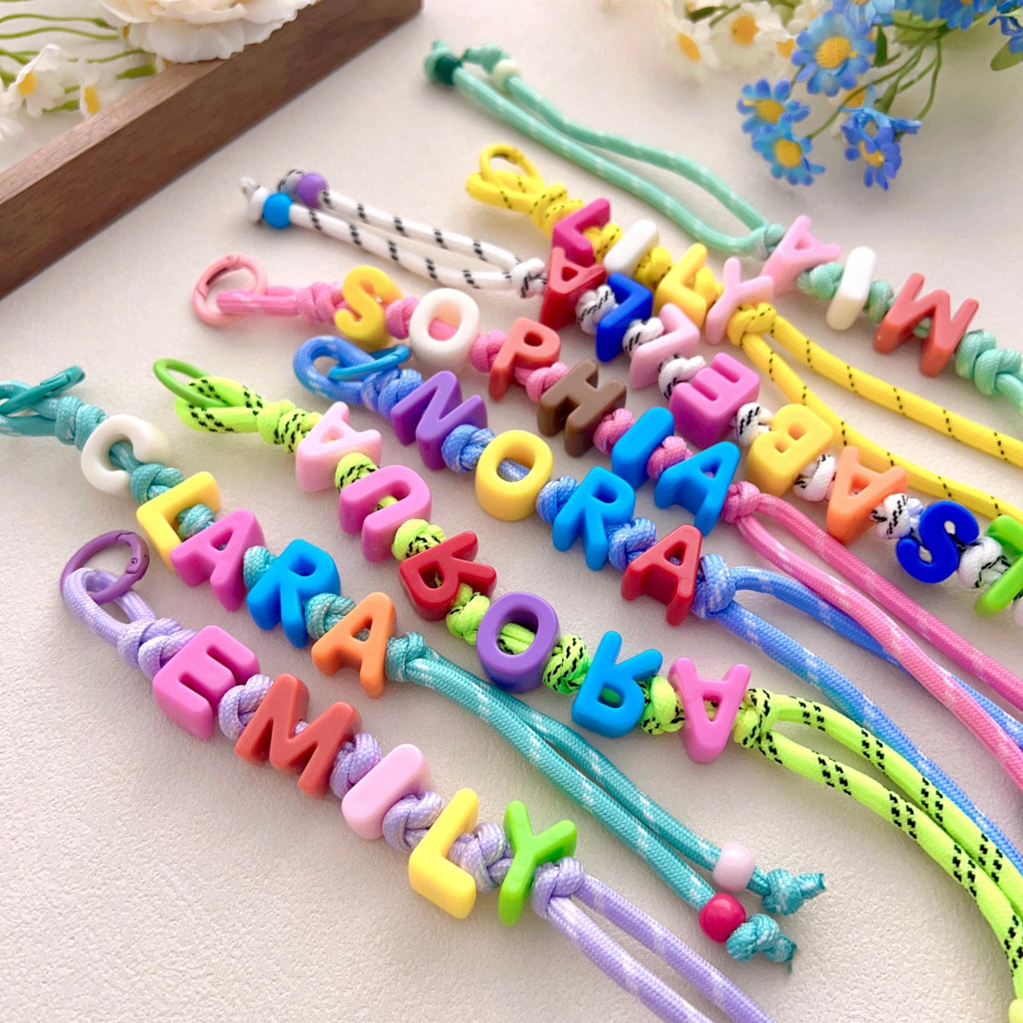 Personalized Rainbow Block Letter Bead Keychain | MNGift05