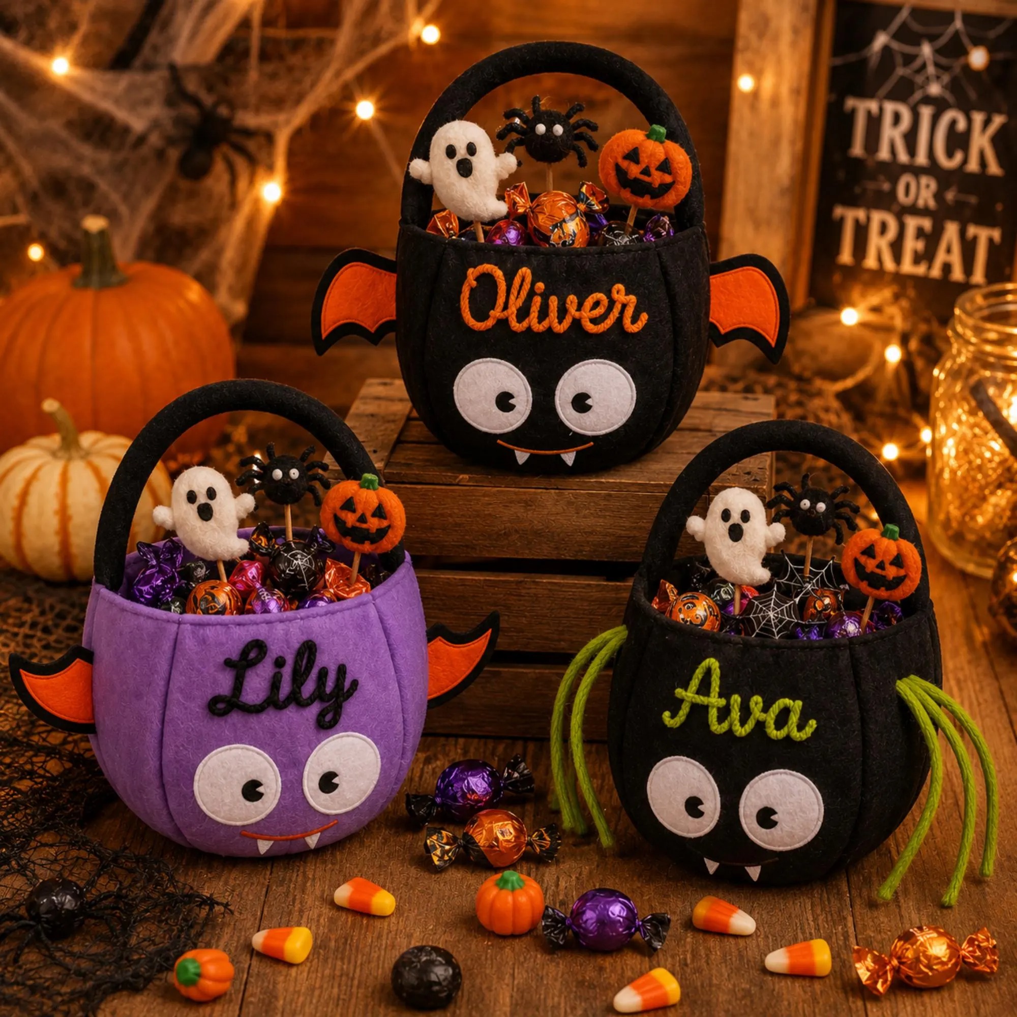 Personalized Embroidery Halloween Candy Bag For Kids | MNHalloween03