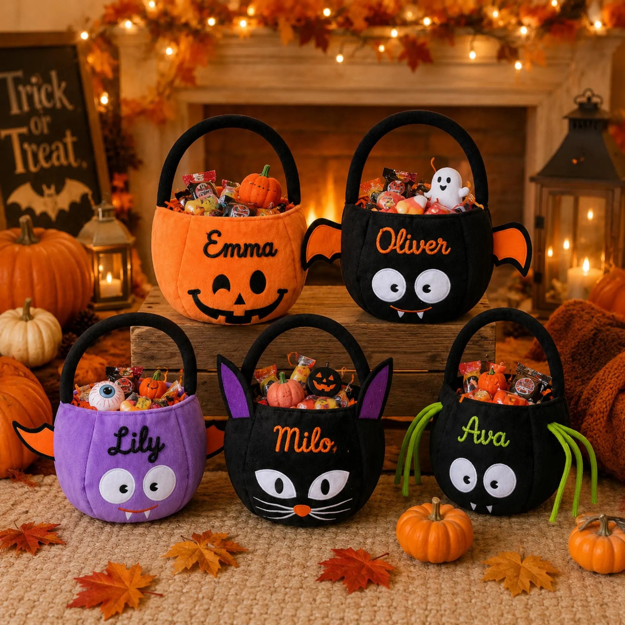 Personalized Embroidery Halloween Candy Bag For Kids | MNHalloween03