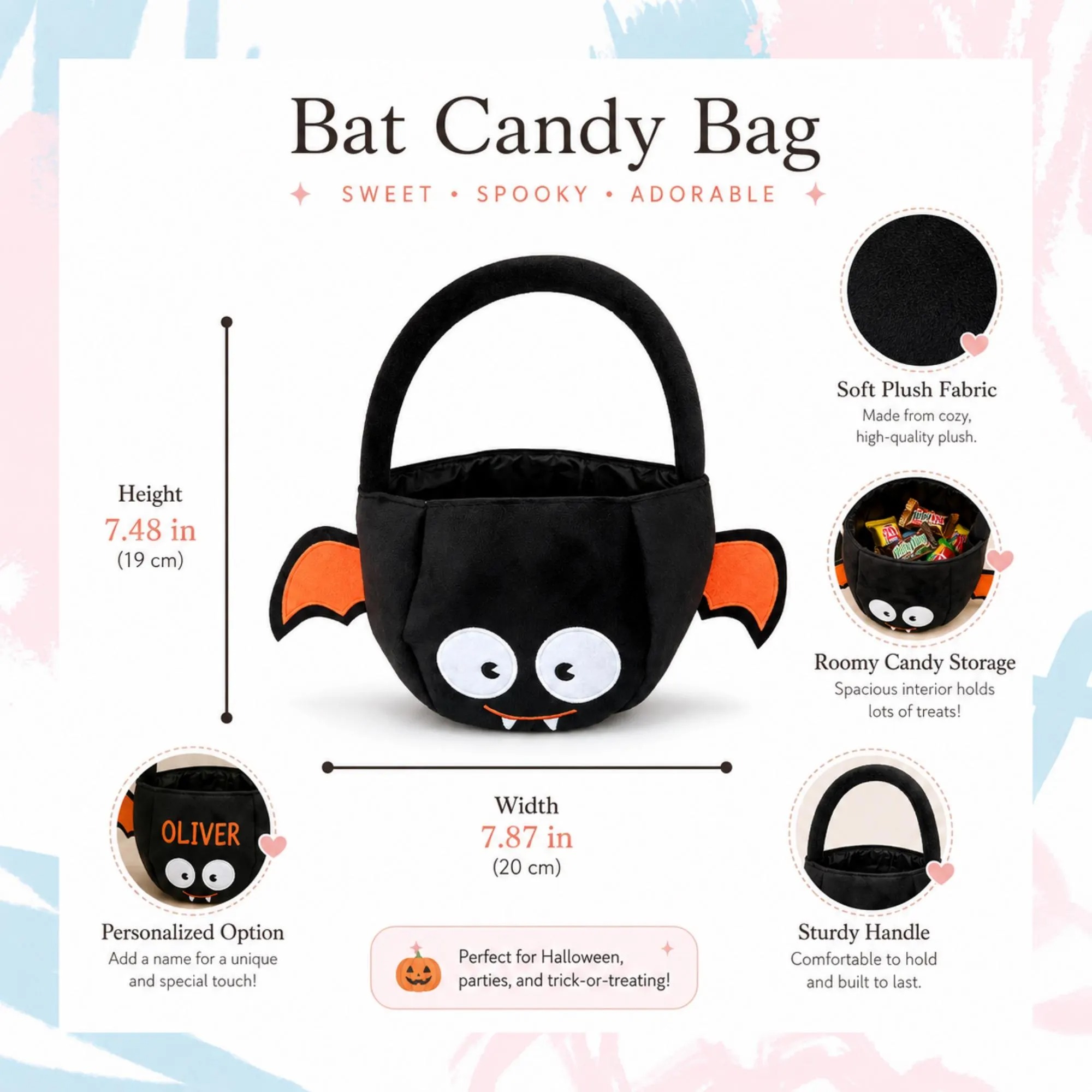 Personalized Embroidery Halloween Candy Bag For Kids | MNHalloween03