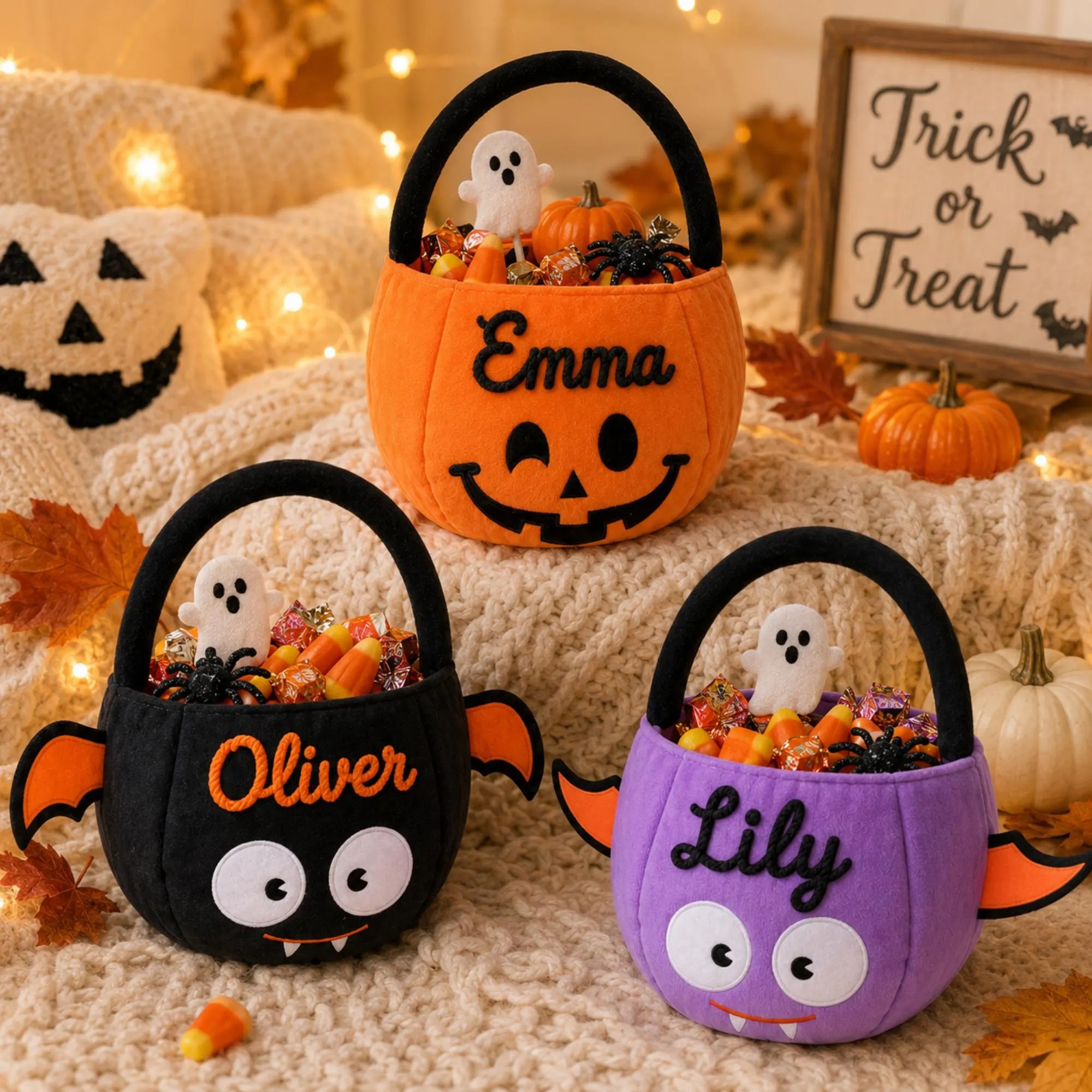 Personalized Embroidery Halloween Candy Bag For Kids | MNHalloween03