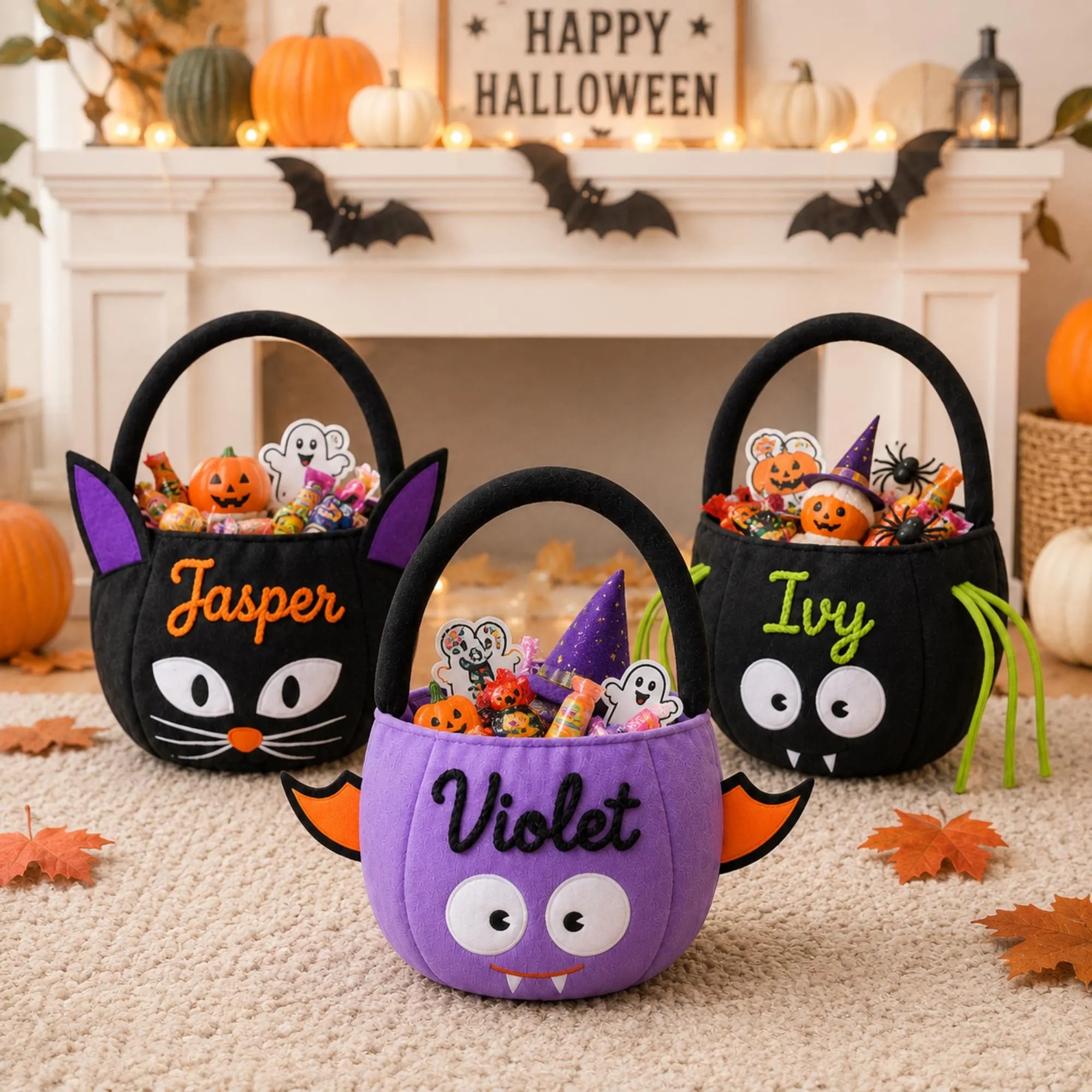 Personalized Embroidery Halloween Candy Bag For Kids | MNHalloween03