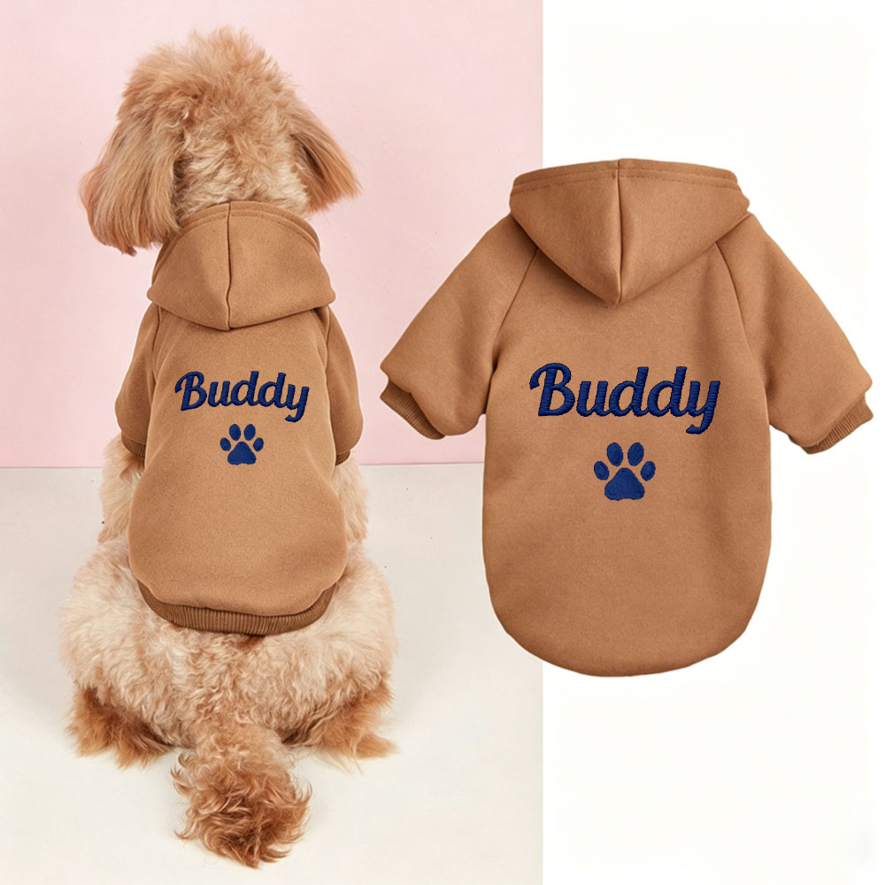 Personalized Embroidered Cozy Season Warm Puppy Hoodie | MNCloth225