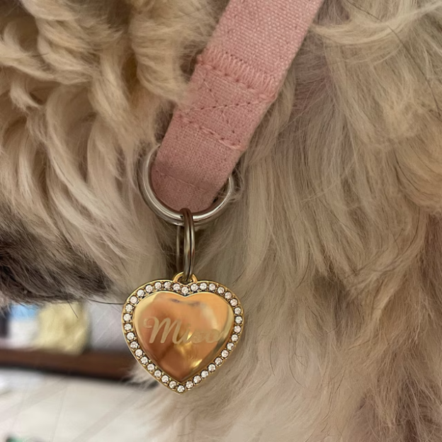 Personalized Heart Shape with Clear Rhinestones Pet Tag | BKPet84