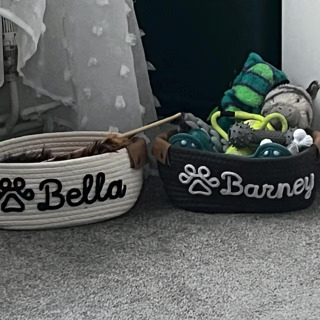 Personalized Knitted Wire Name Cotton Pet Rope Basket | BKPet90