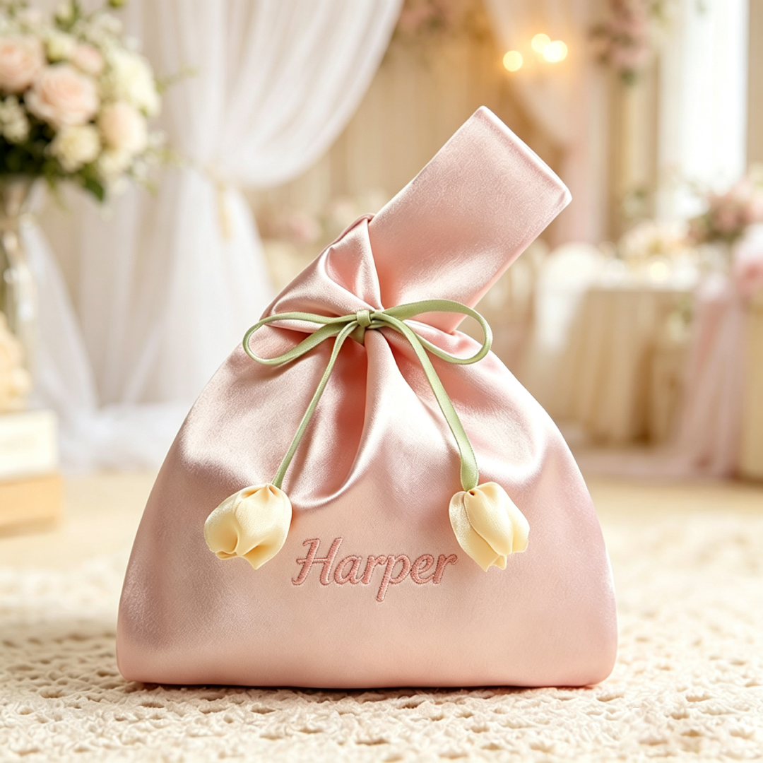 Personalized Embroidered Wedding Favor Wristlet Bag Party Guest Gift Bag | MNGift02