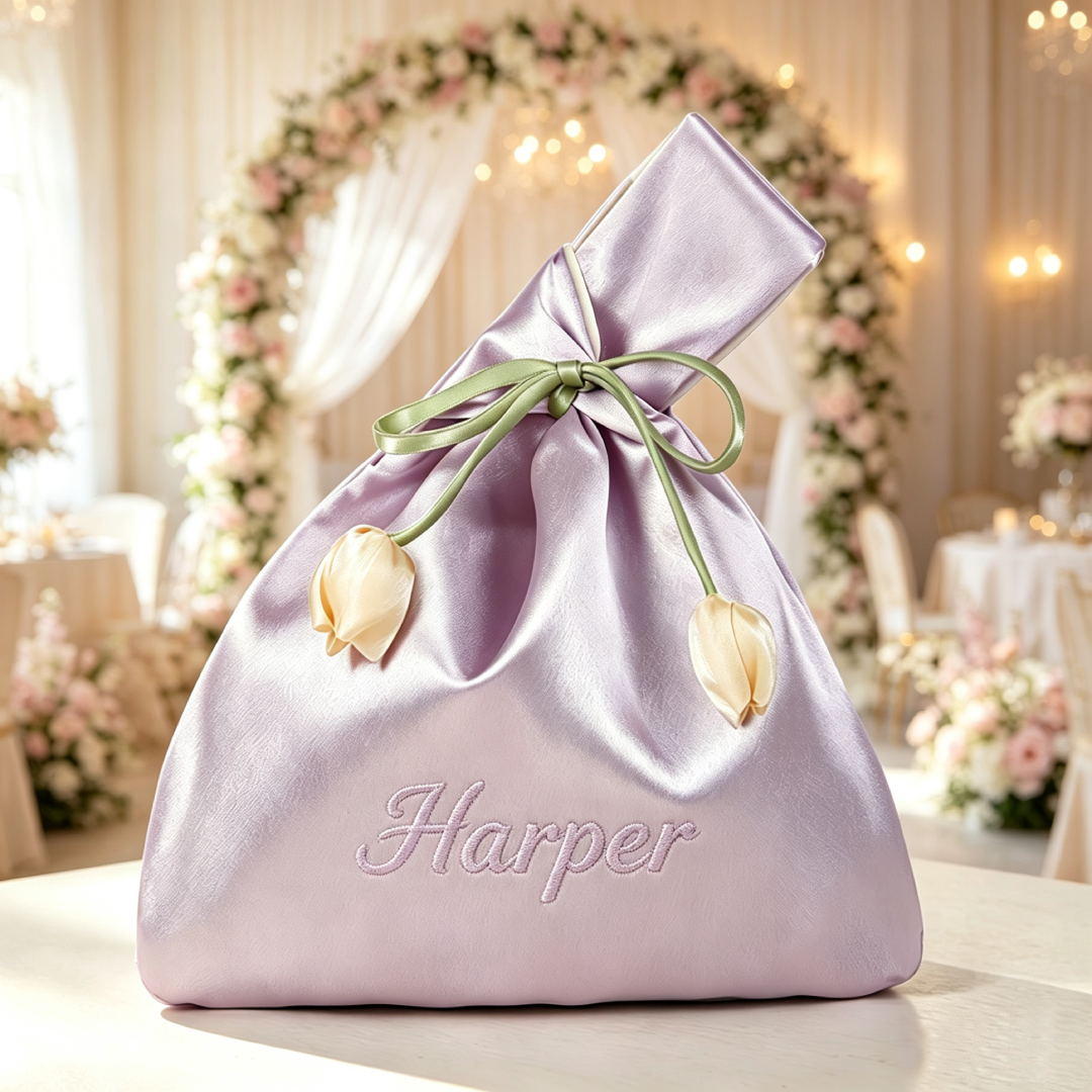 Personalized Embroidered Wedding Favor Wristlet Bag Party Guest Gift Bag | MNGift02