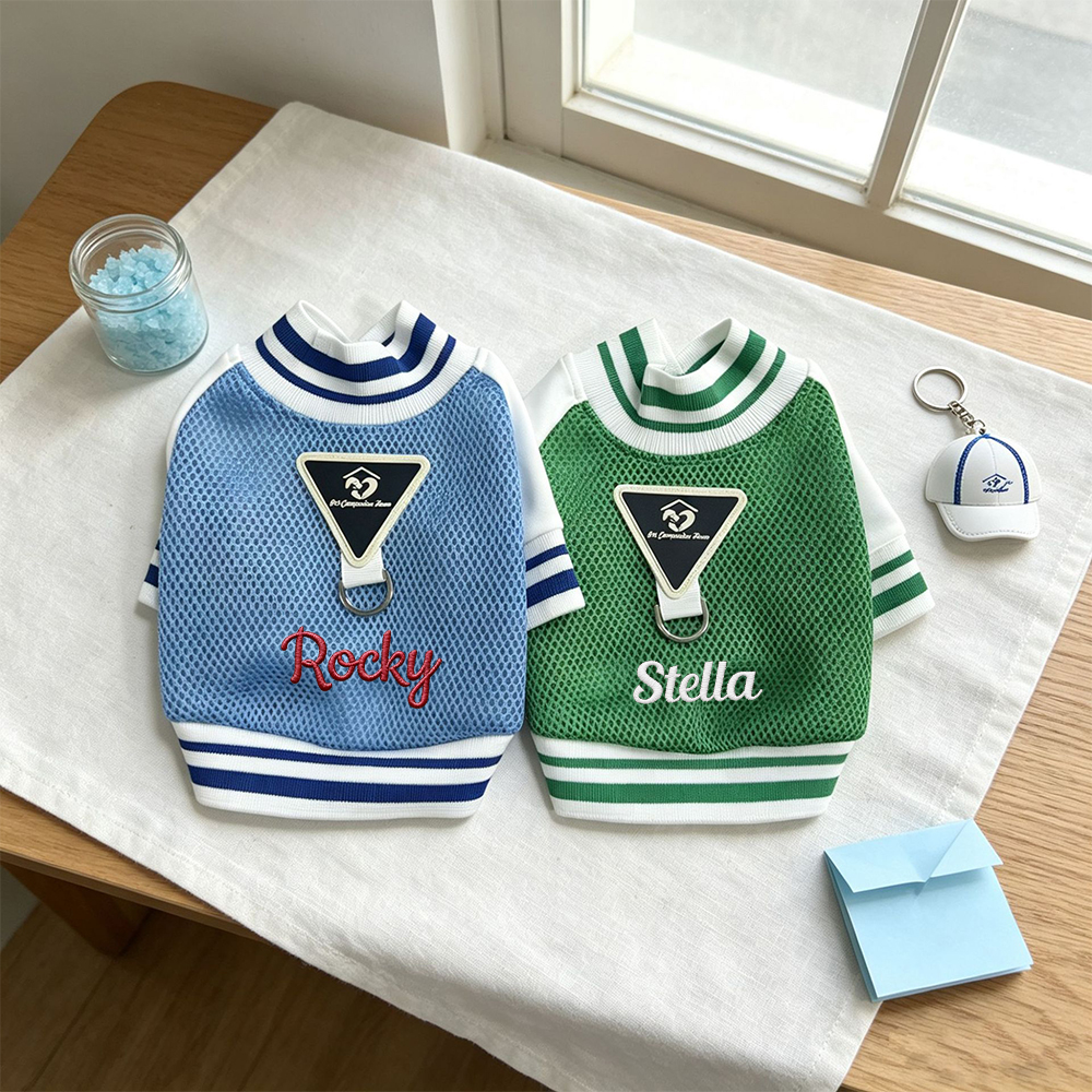 Personalized Embroidered Breathable Mesh Dog Baseball Jacket for Summer | MNCloth242