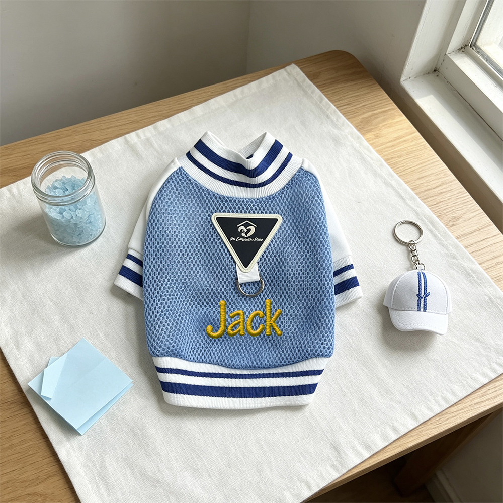 Personalized Embroidered Breathable Mesh Dog Baseball Jacket for Summer | MNCloth242