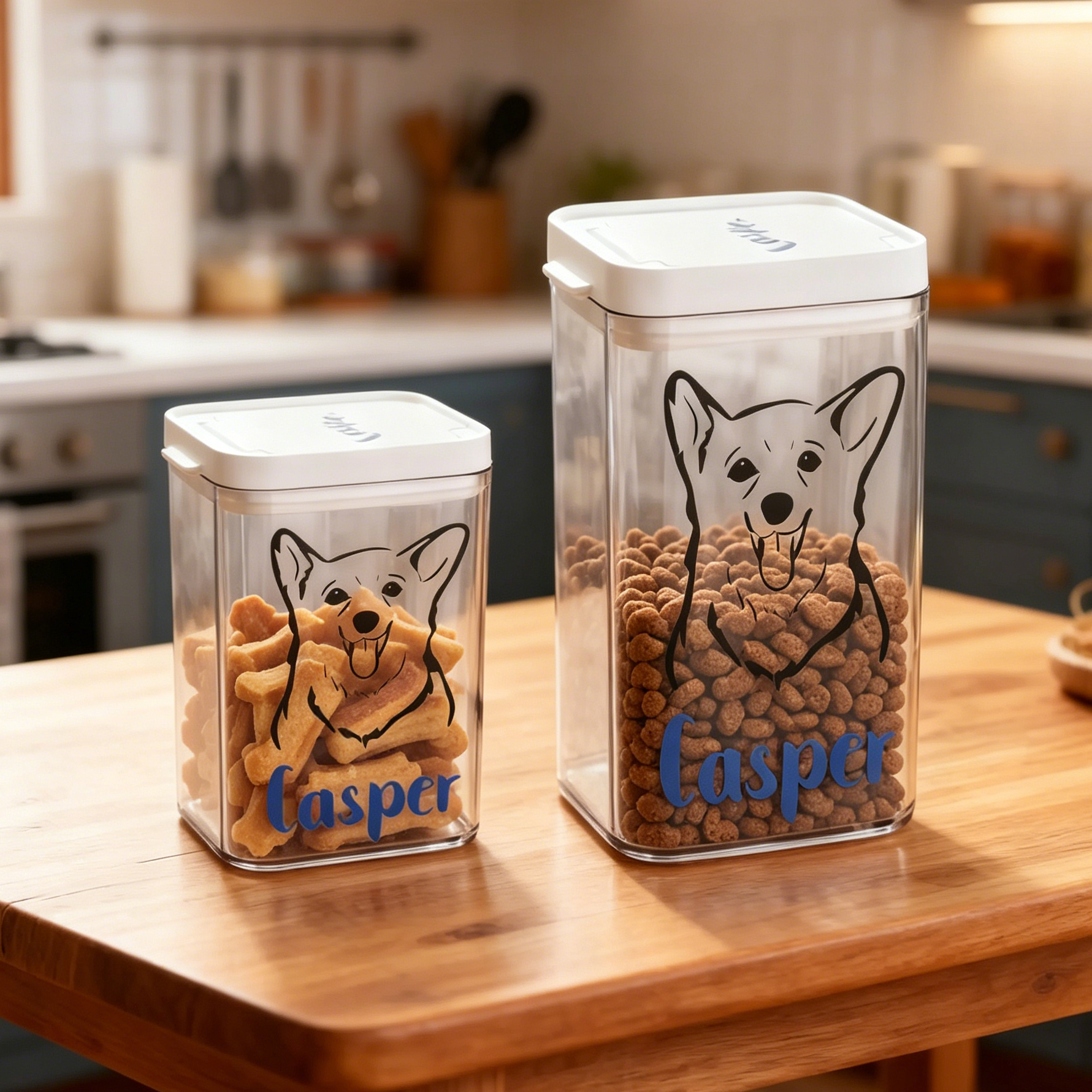 Personalized Pet Portrait Clear Treat Storage Box | MNFeed02