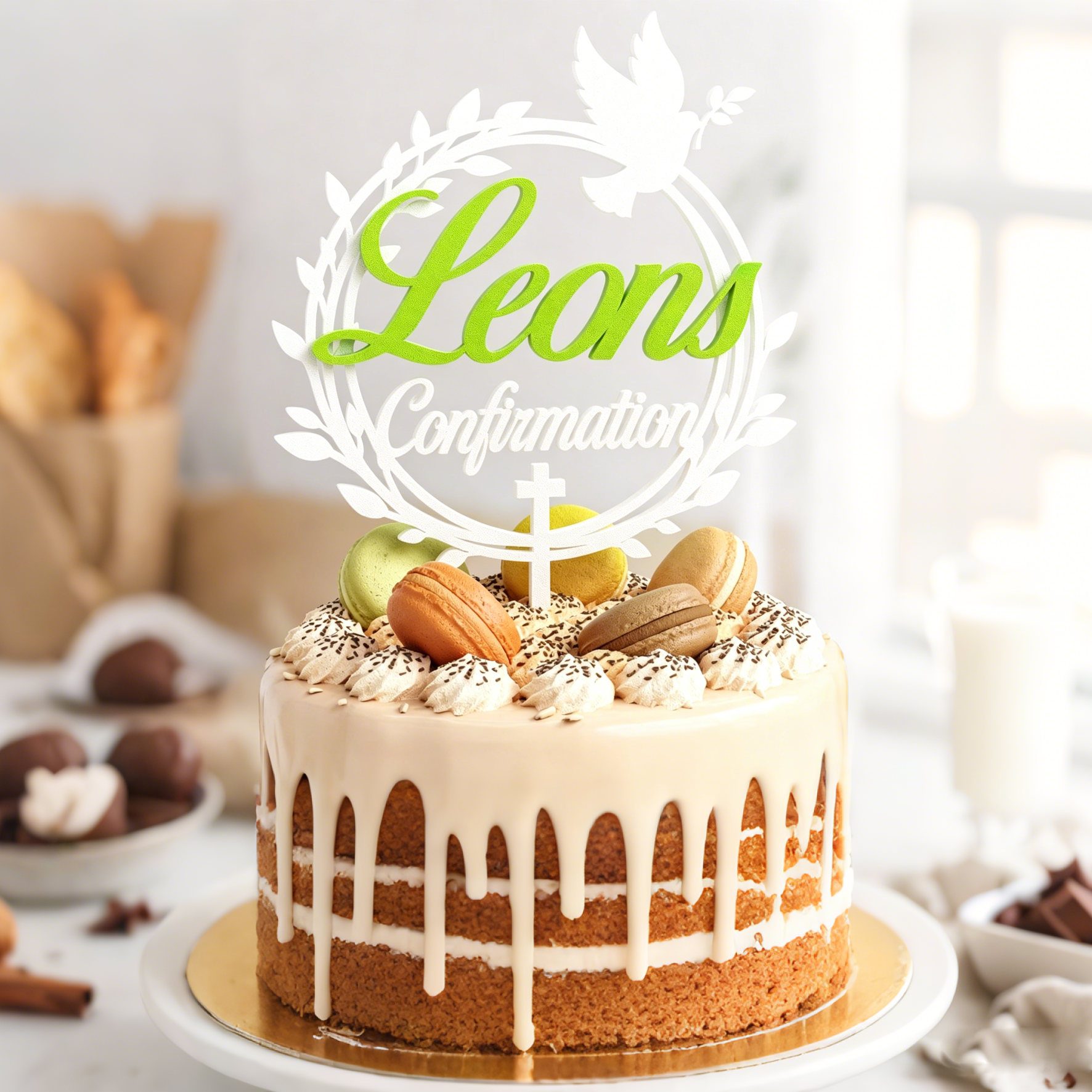 Personalized Confirmation Celebrations Stylish Cake Topper | MNGift10