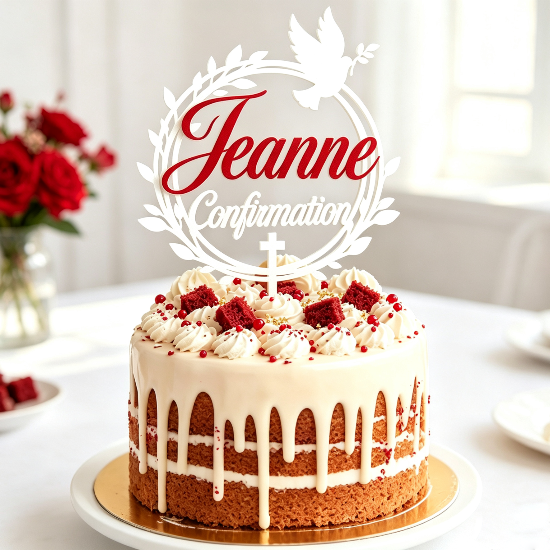 Personalized Confirmation Celebrations Stylish Cake Topper | MNGift10