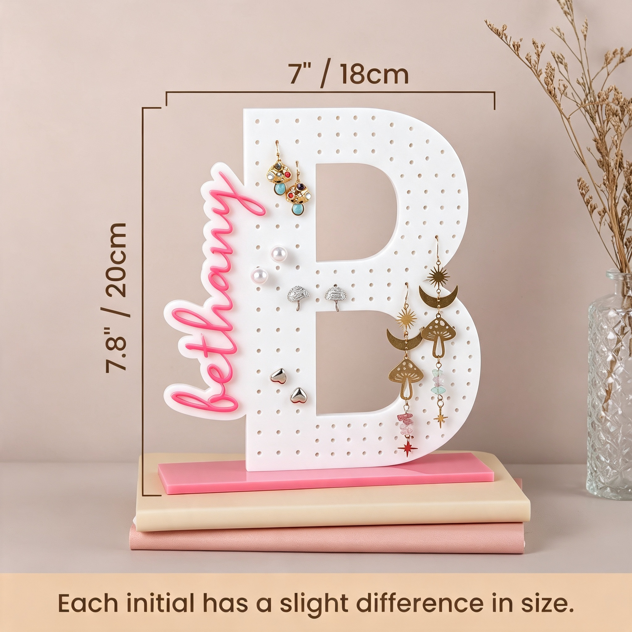 Personalized 3D Printed Name Letters Earring Holder | MNGift25