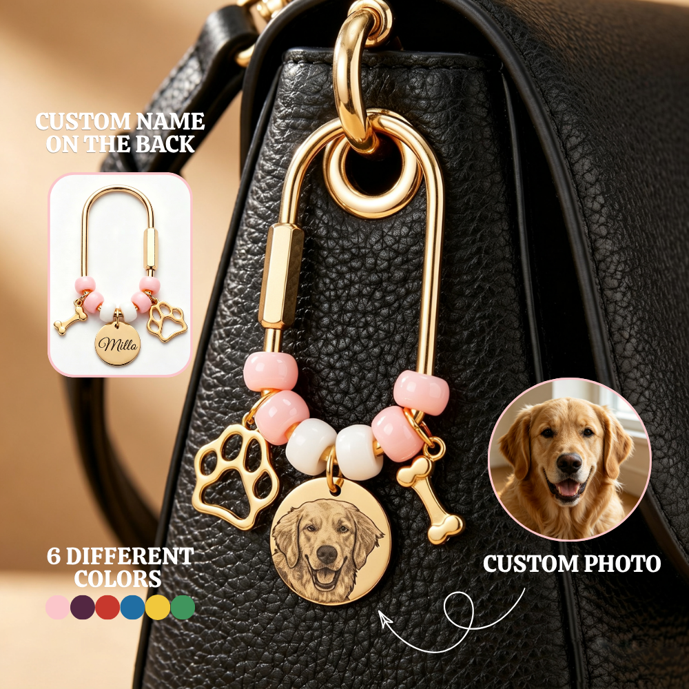 Personalized Pet Portrait Keychain Pet Handbag Charm for Pet Mom Gift | MNMemo26