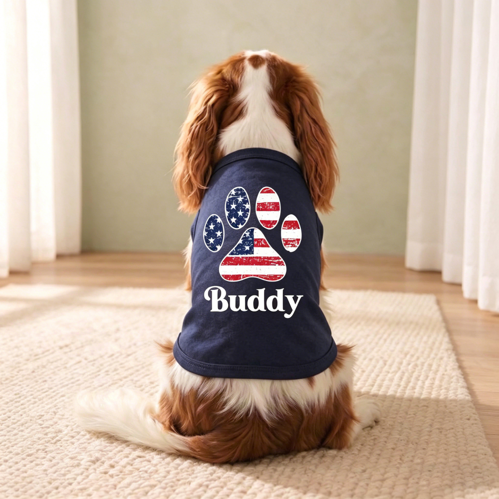 Personalized Name & Flag Dog Tank Top | MNCloth211