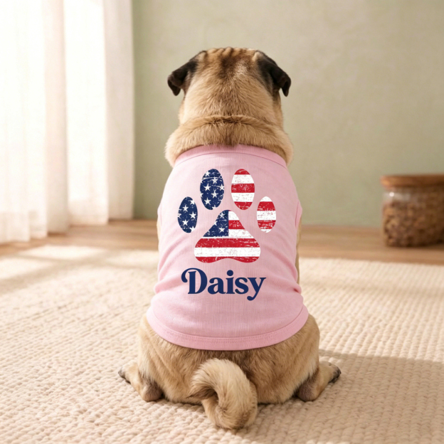 Personalized Name & Flag Dog Tank Top | MNCloth211
