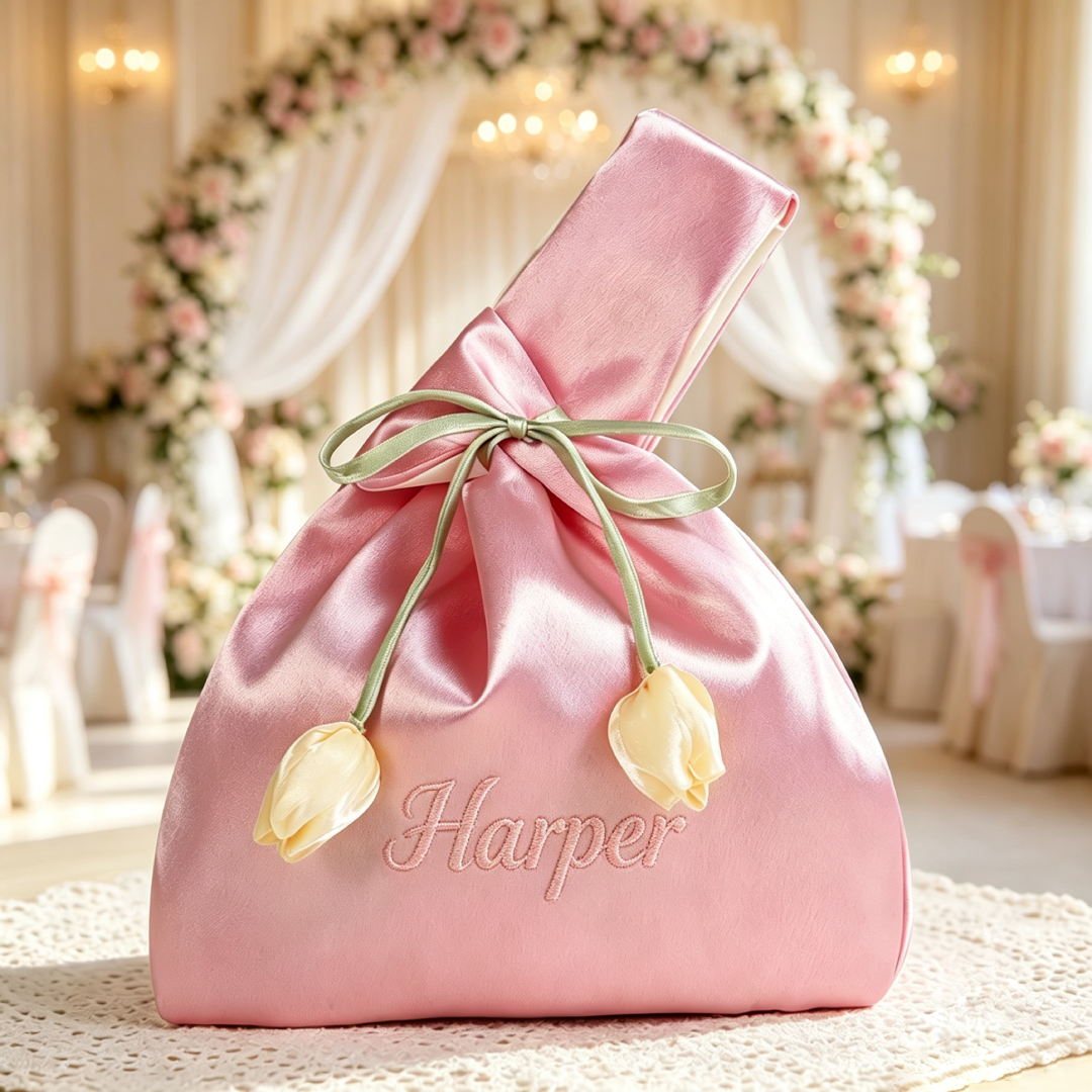 Personalized Embroidered Wedding Favor Wristlet Bag Party Guest Gift Bag | MNGift02