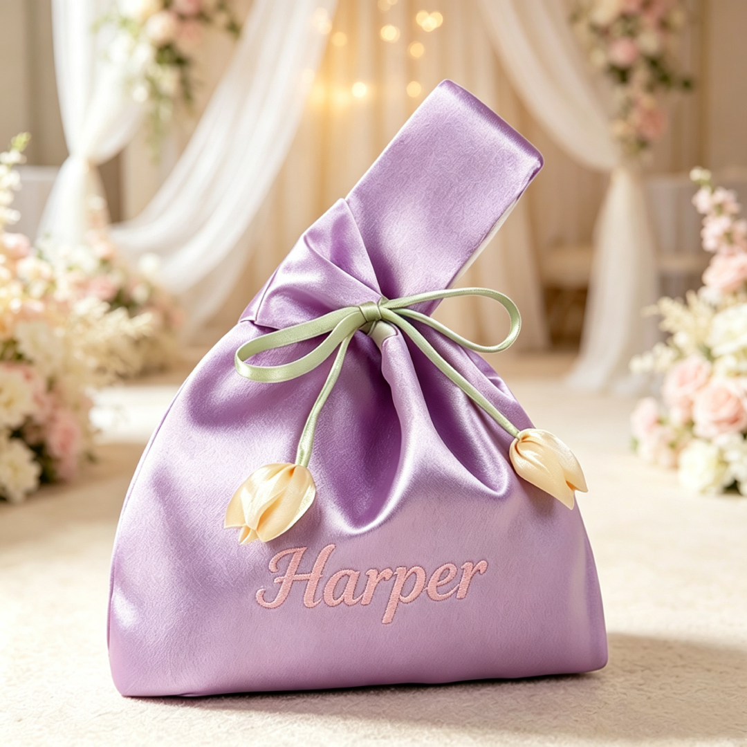Personalized Embroidered Wedding Favor Wristlet Bag Party Guest Gift Bag | MNGift02