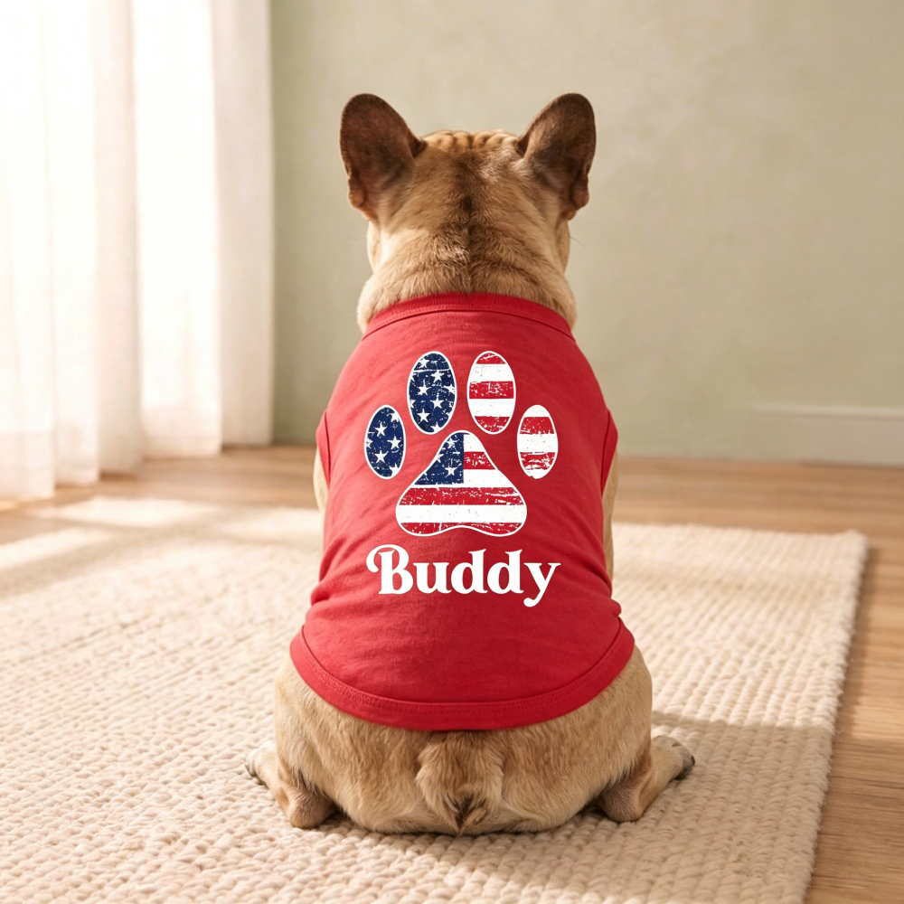 Personalized Name & Flag Dog Tank Top | MNCloth211