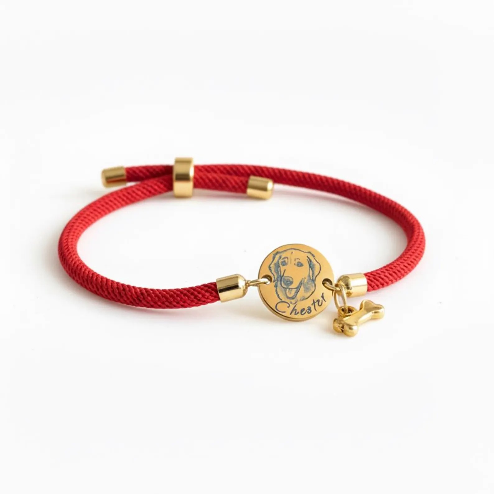 Personalized Gold Plated Pet Portrait Adjustable Bracelet | MNMemo25