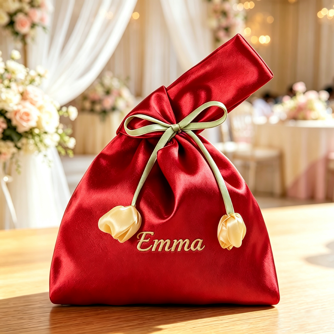 Personalized Embroidered Wedding Favor Wristlet Bag Party Guest Gift Bag | MNGift02