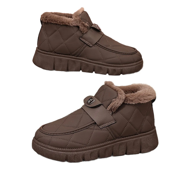 Winter Boots for Women Warm Fur Lined Memory Foam Women Loafer Slippers Outdoor Waterproof Slip on Comfortable Ankle Boots