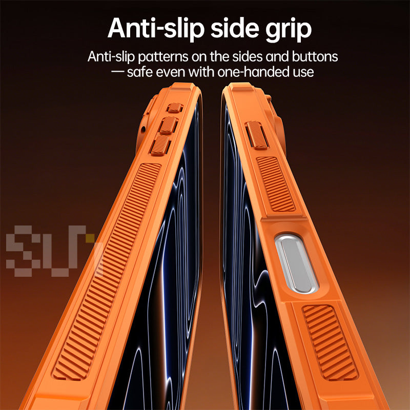 CASESUN Anti-slip side grip texture for secure one-handed use on iPhone 17 Pro Max case