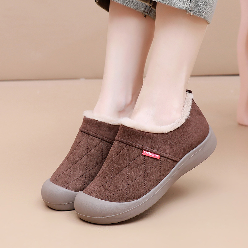Women's Winter New Style Fleece and Thickened Warm Snow Boots with Comfortable Soft Soles, Easy to Wear and Versatile