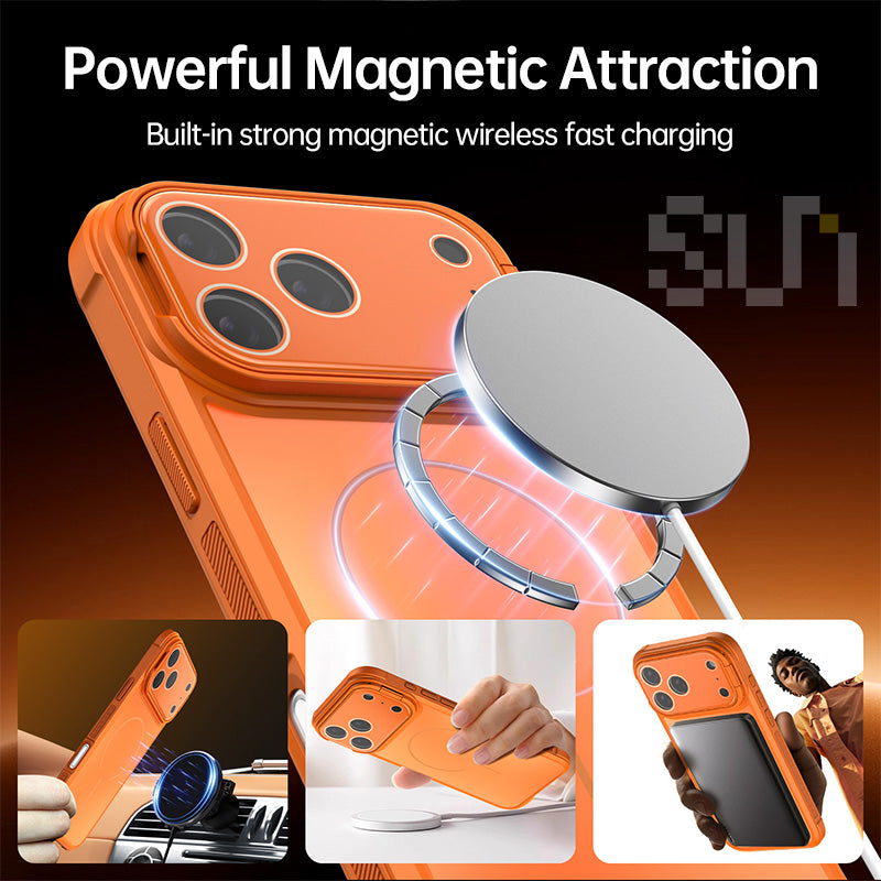 CASESUN Strong magnetic attraction for MagSafe charging and accessories on iPhone 17 Pro Max case.