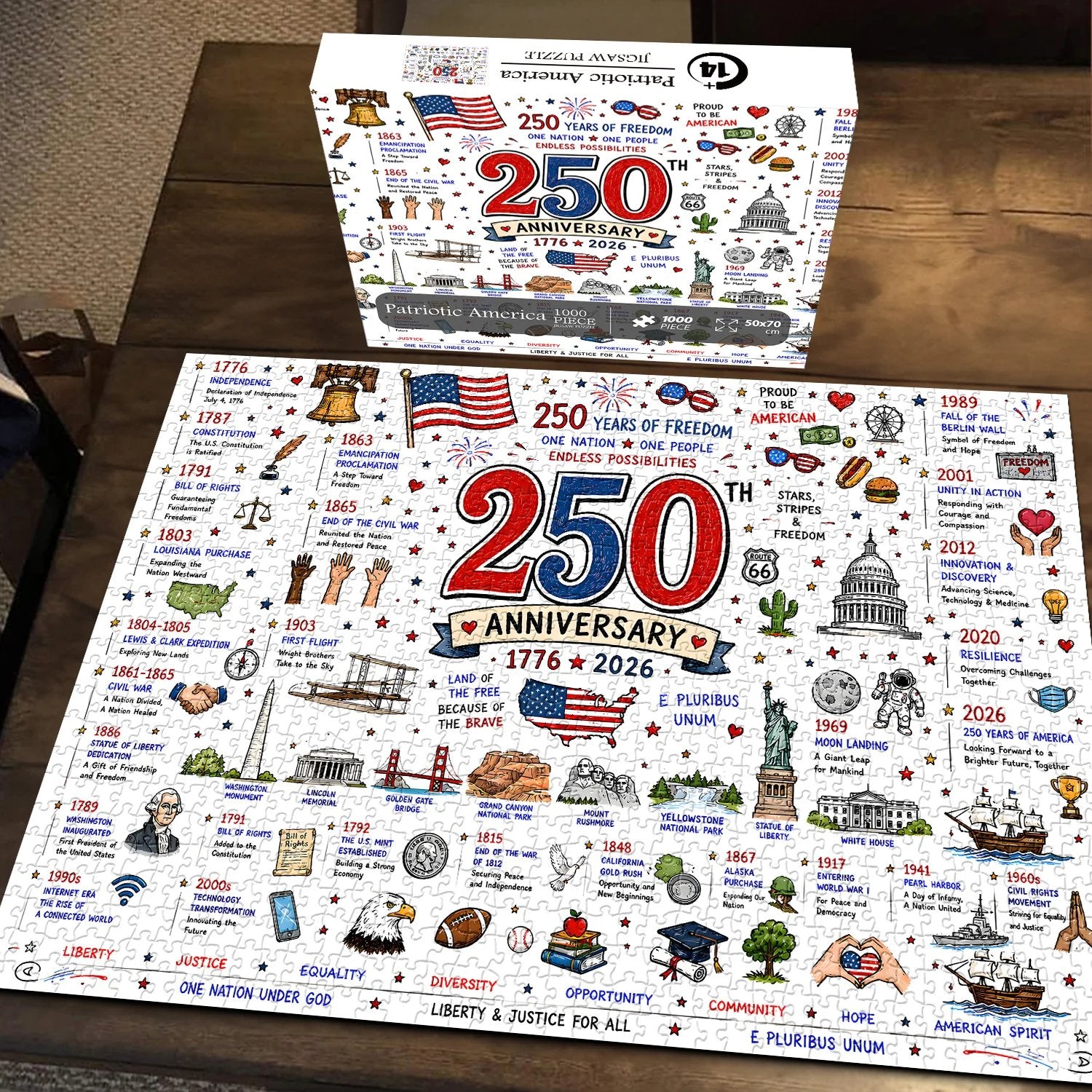 ⏳Limited time offer!!📢🧩 Patriotic America Jigsaw Puzzle 1000 Pieces 🎁 