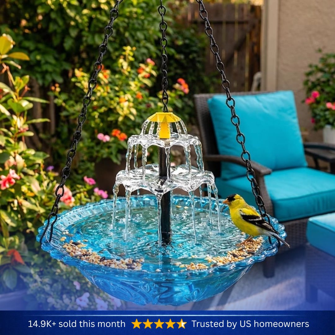 Solar Cascade Hanging Bird Bath Fountain