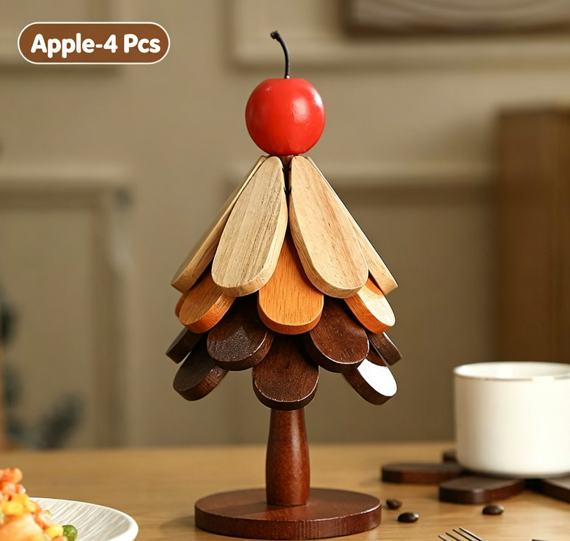 🪵 Last Day 50% OFF｜Solid Wood Heat Resistant, Protect Table From Scalding - Tree Shaped Foldable Wooden Trivet🎄