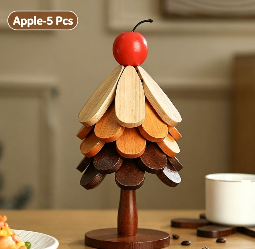 🪵 Last Day 50% OFF｜Solid Wood Heat Resistant, Protect Table From Scalding - Tree Shaped Foldable Wooden Trivet🎄