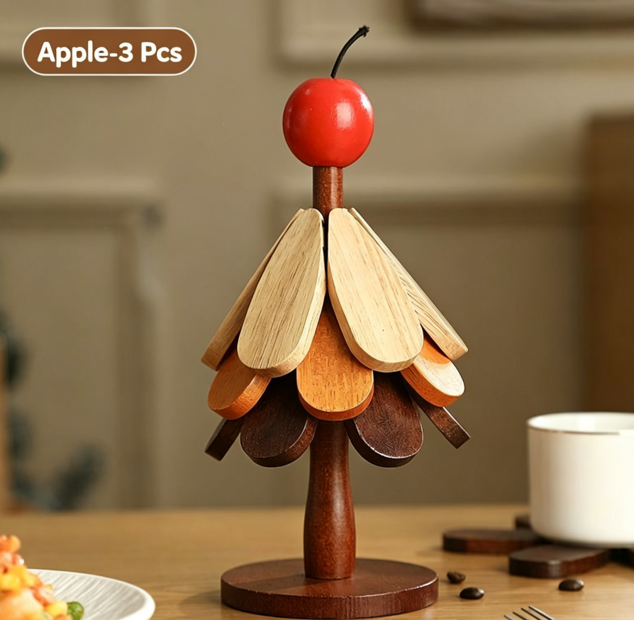 🪵 Last Day 50% OFF｜Solid Wood Heat Resistant, Protect Table From Scalding - Tree Shaped Foldable Wooden Trivet🎄