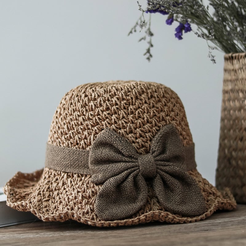 🔥Limited time discount 🔥✨Straw Hat with Retro Bow – Foldable & Breathable for Summer