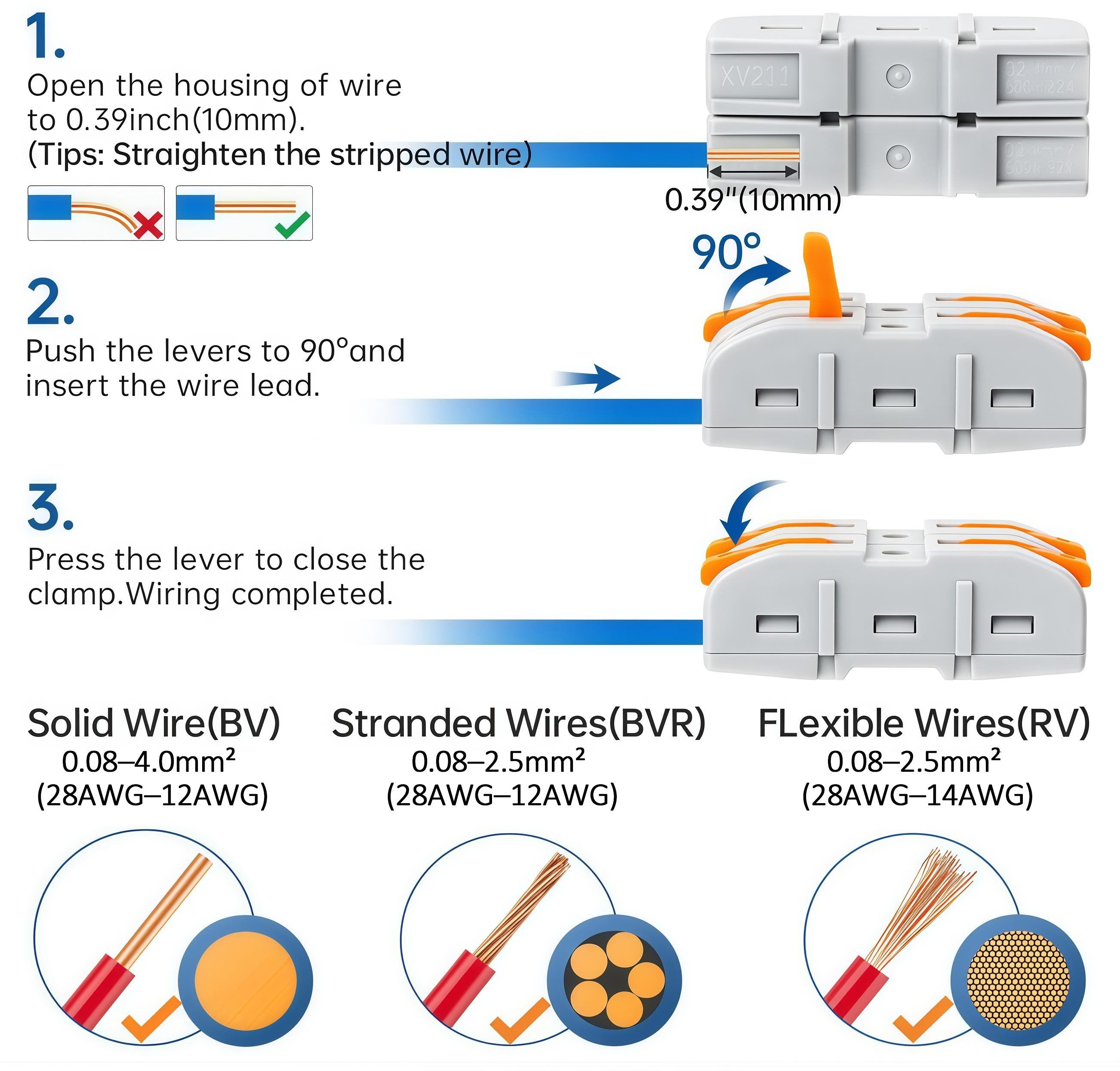 Universal Quick Lever Electrical Wire Connectors (24-12 AWG) Assortment