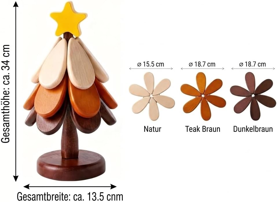 🪵 Last Day 50% OFF｜Solid Wood Heat Resistant, Protect Table From Scalding - Tree Shaped Foldable Wooden Trivet🎄