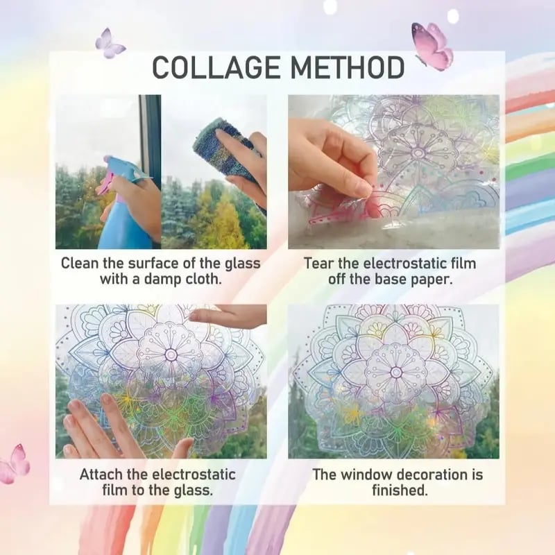 🔥hot Sale 49% Off -🌈floral Stained Glass Window Film Uv Blocking-soft Privacy-rainbow Light Effect