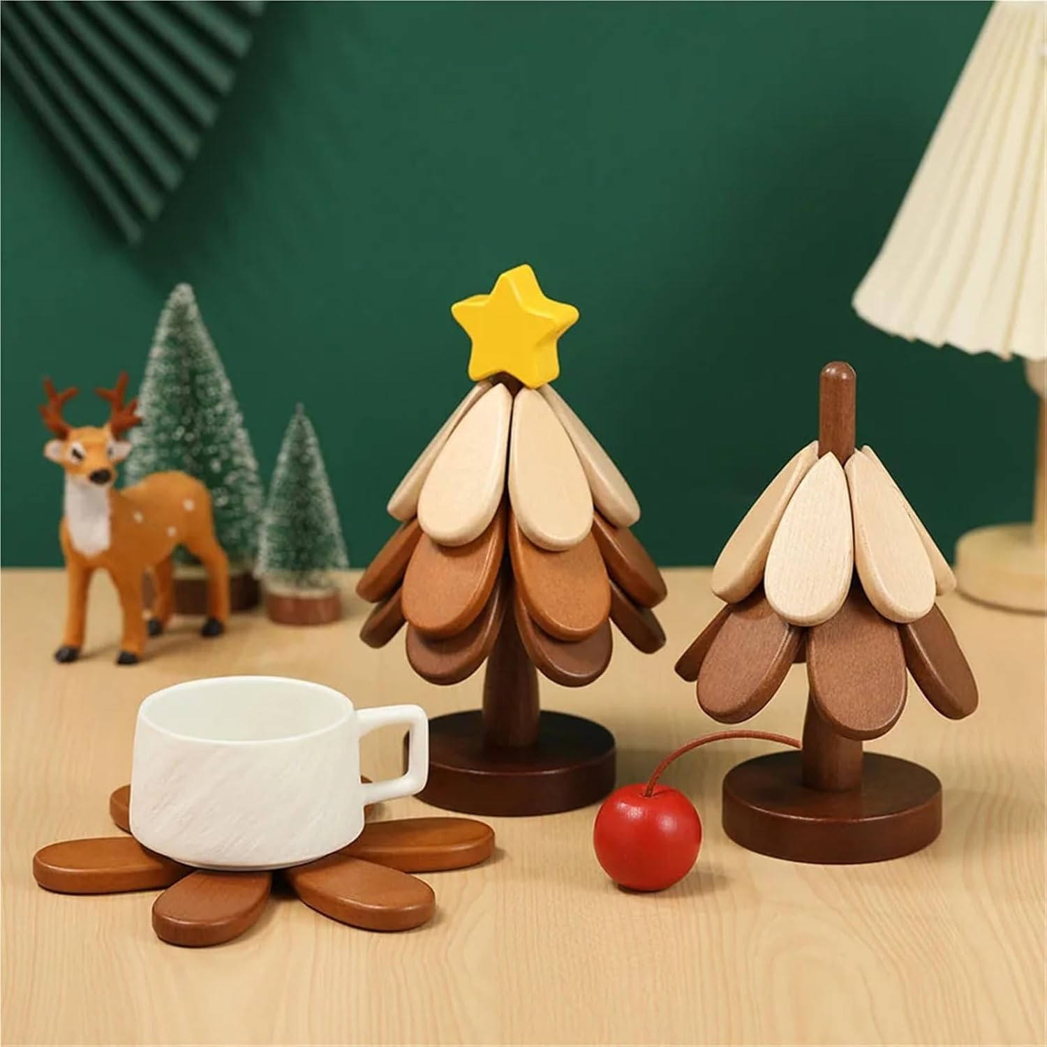 🪵 Last Day 50% OFF｜Solid Wood Heat Resistant, Protect Table From Scalding - Tree Shaped Foldable Wooden Trivet🎄