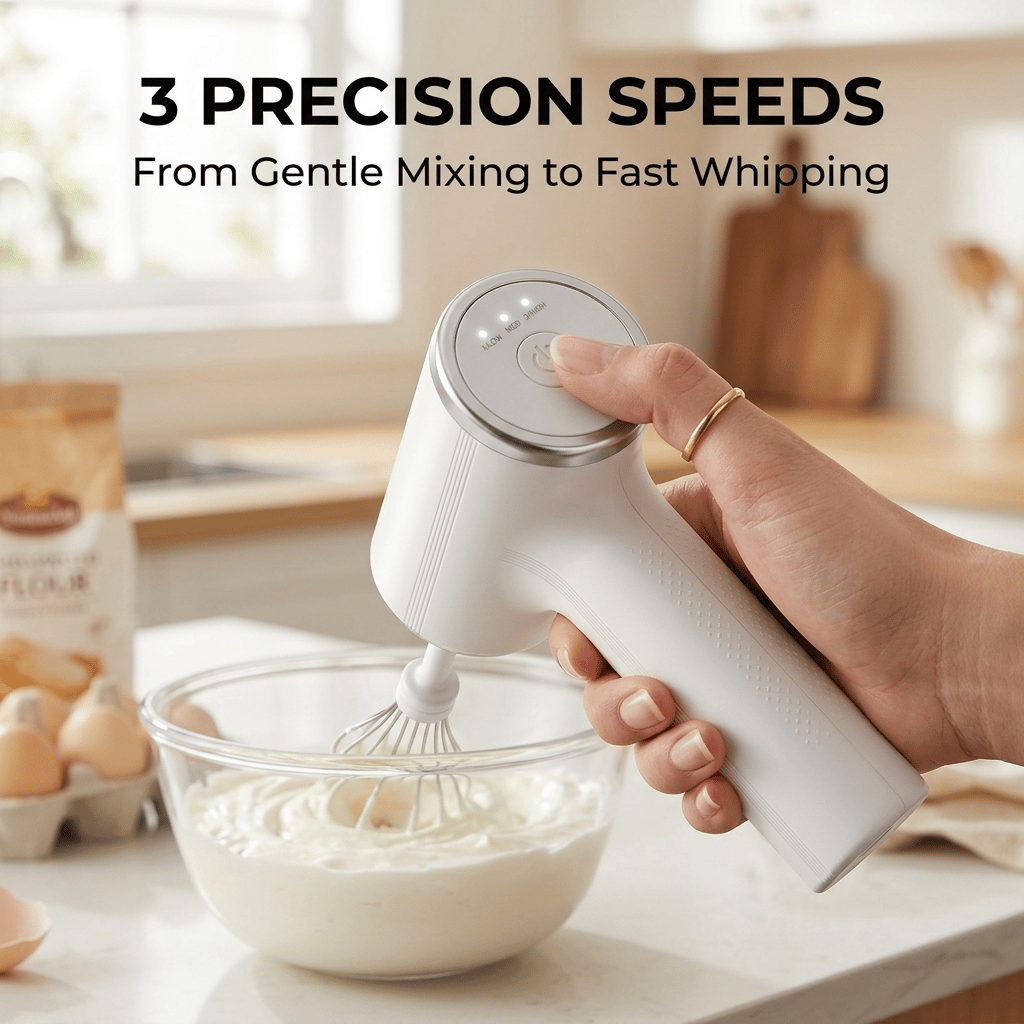 🍰 Cordless 3-Speed Hand Mixer – Portable Freedom for Every Kitchen & Beyond