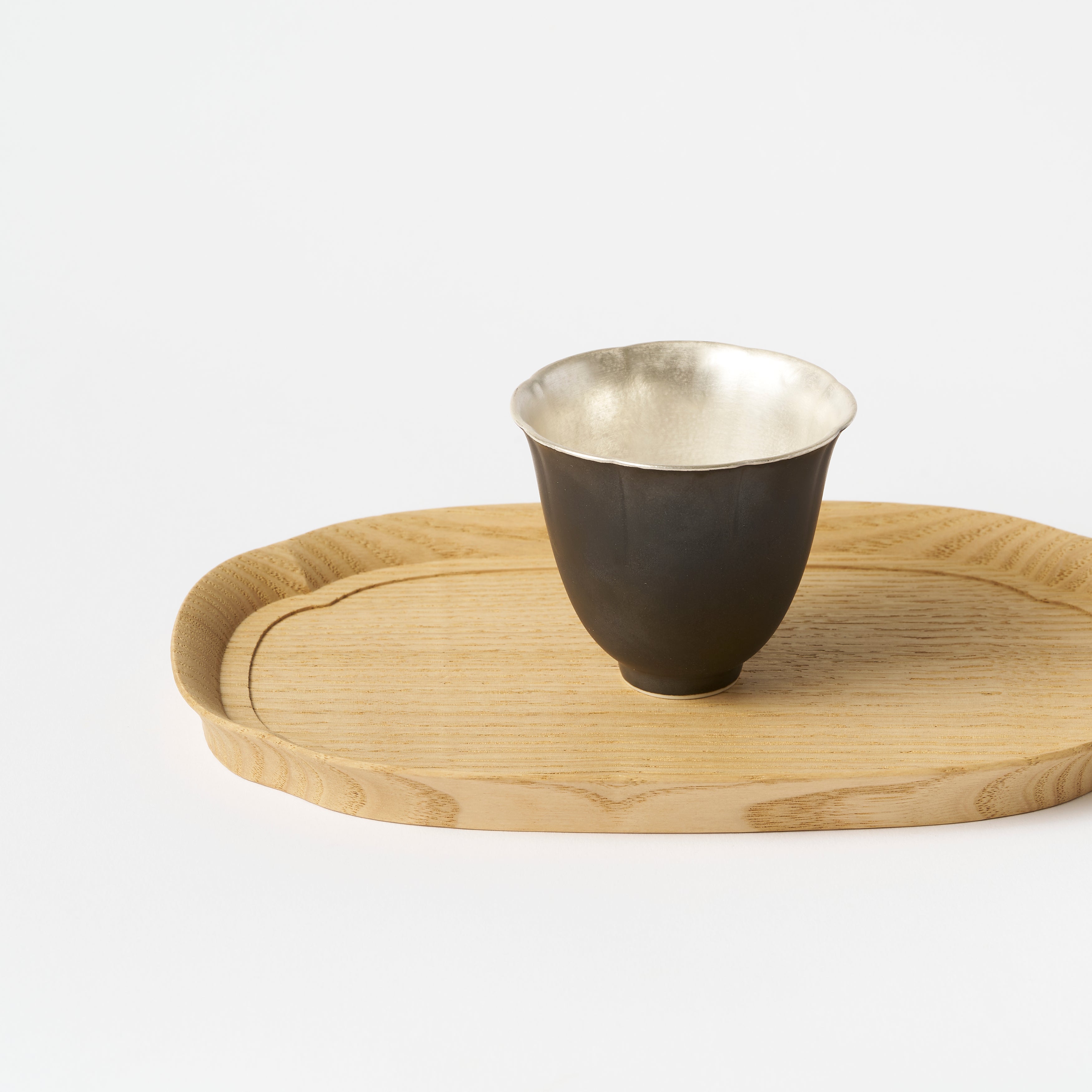 Rinka Tea Cup / Black Glaze-Inner Ginsai