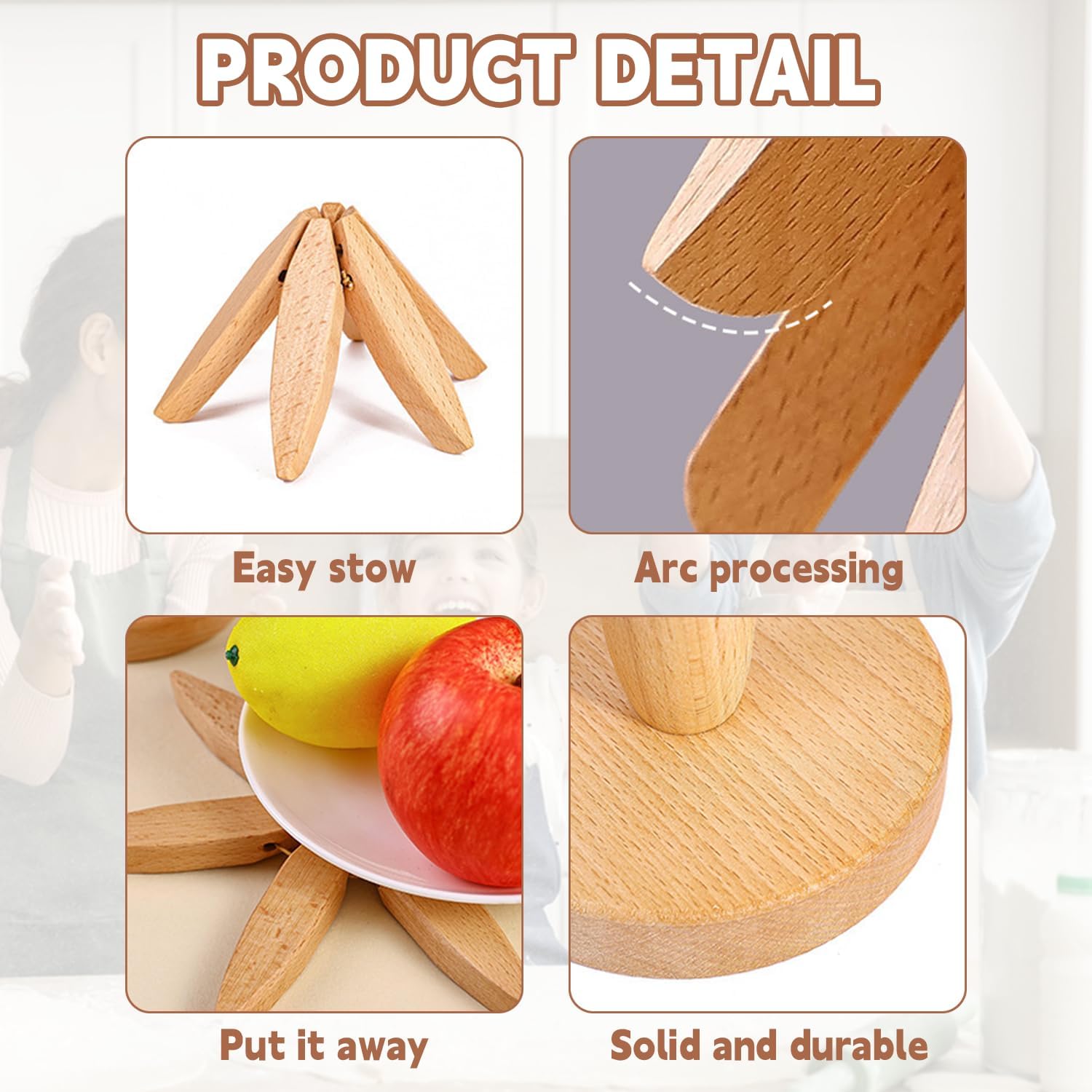 🎁Last Day Promotion 49% OFF🔥Natural Tree Trivet Set - 4 Wooden Trivets & 1 Stand Like a Christmas Tree